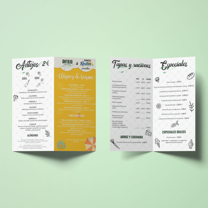 Carta de verano del Bar Antojo El Pangolín